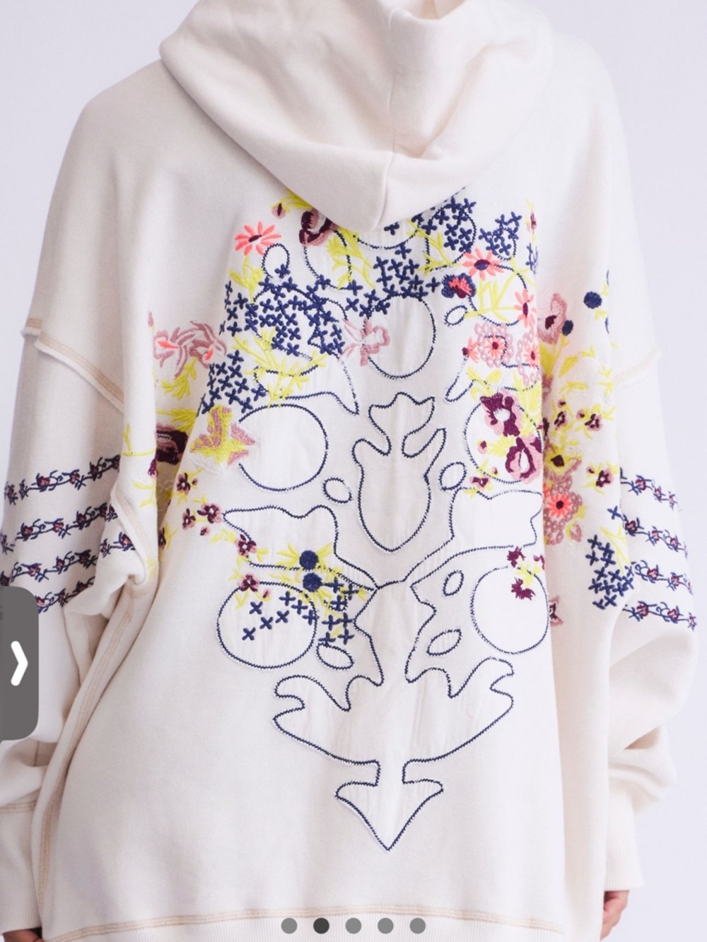 Free People  At My Best Embroidered Peach Embroidered Sleeve Hoodie - Women - Picture 7 of 9